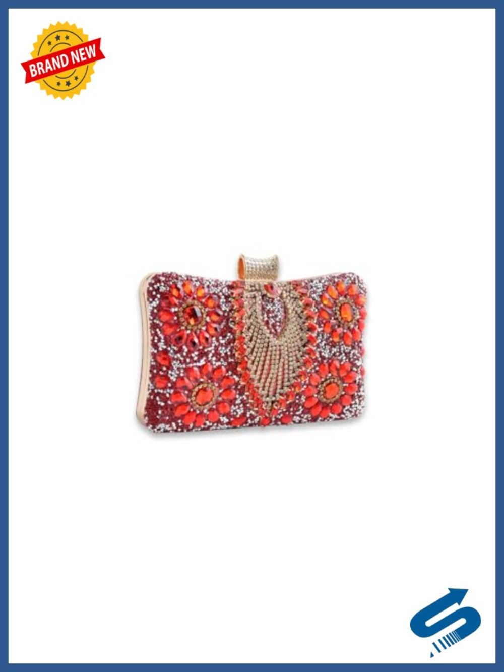 Rhinestone Evening Clutch Bag with Detachable Chains Sequin Wedding Purse